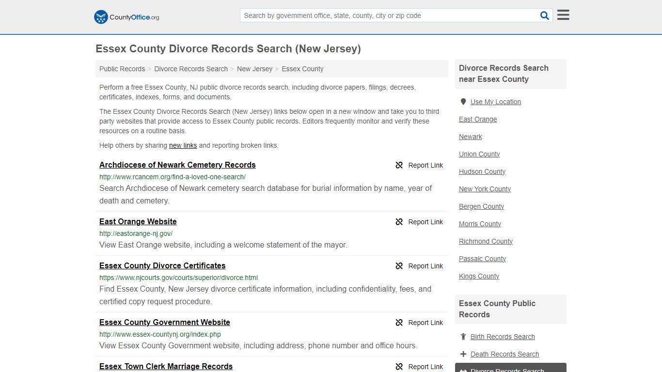 Essex County Divorce Records Search (New Jersey) - County Office